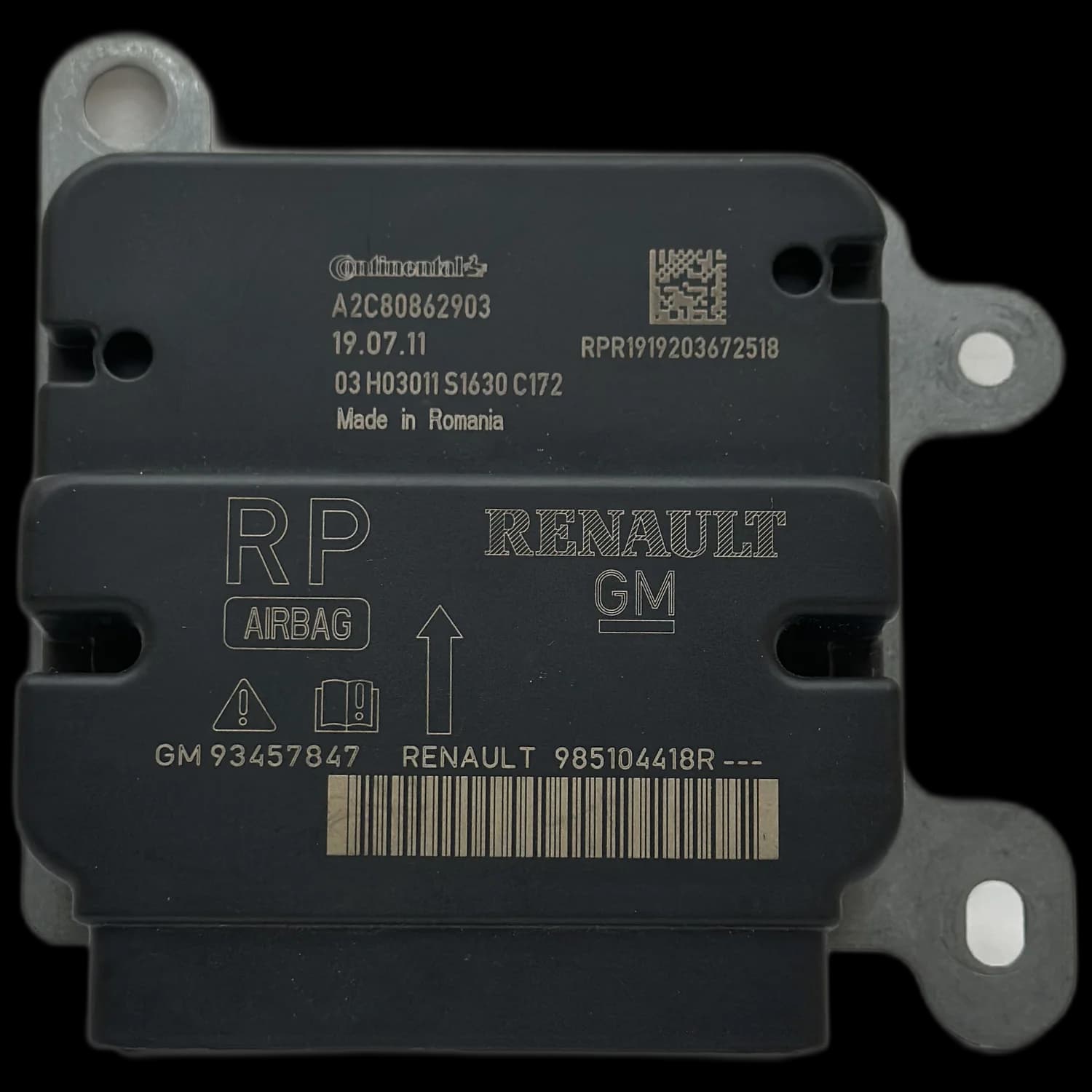 Sterownik poduszek powietrznych 985104418R, Etykieta