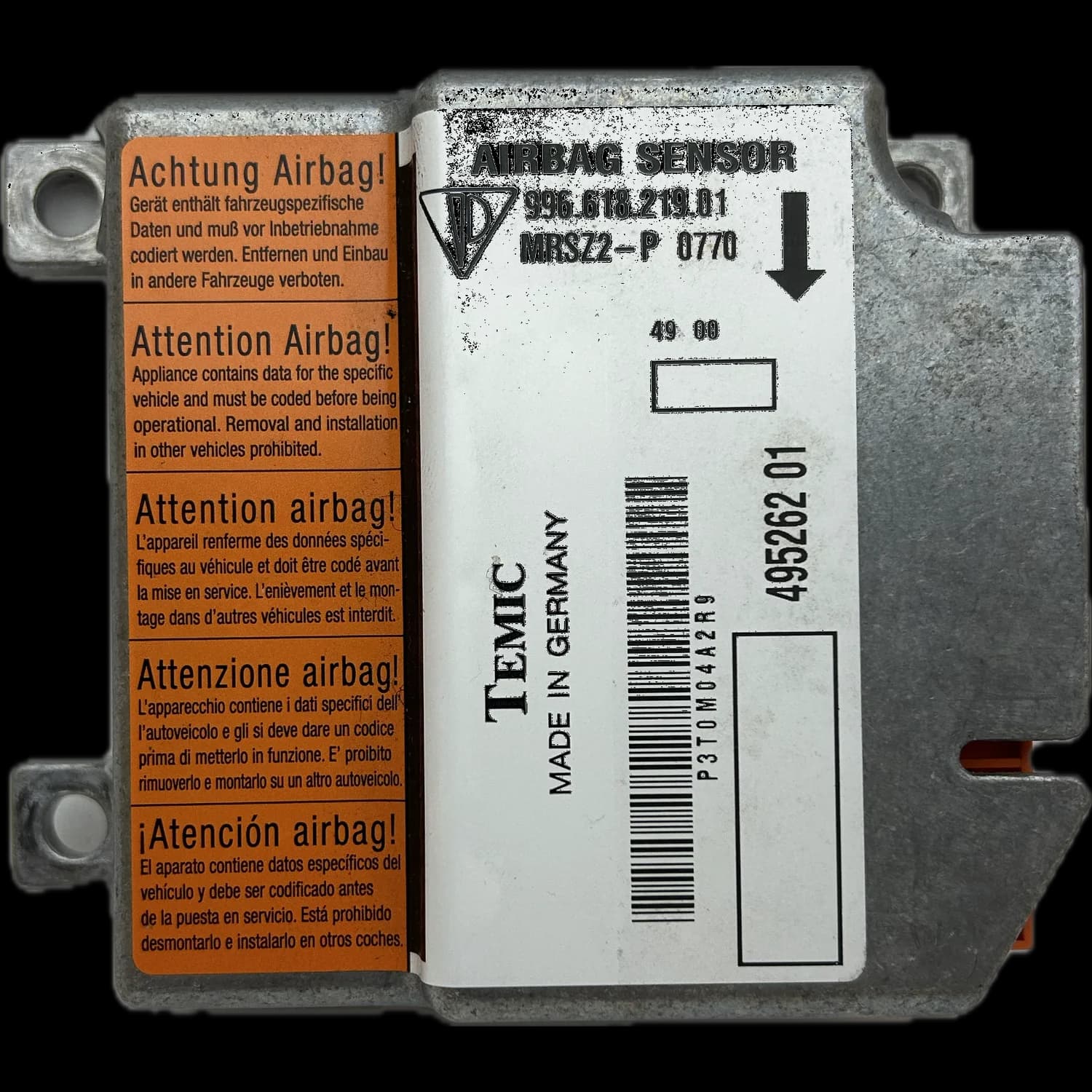 Sterownik poduszek powietrznych 996 618 219 01, Etykieta